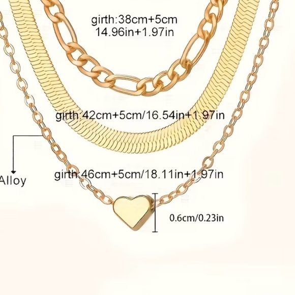 Gold 3 Layered Heart Pendant Necklace - Picture 6 of 6